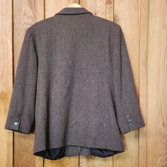 Bridgewater Classic Wool Herringbone Single Breasted Blazer, 14 Petite, Brown - Picture 3 of 8